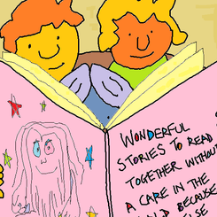 girl reading stories with foster carers