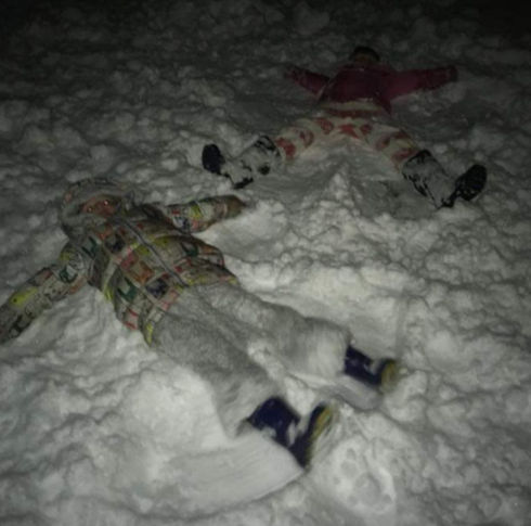 children playing in snow