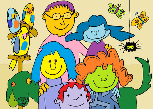 Happy adoptive family