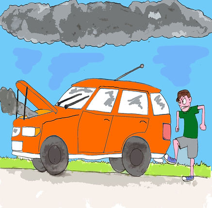 Boy kicks Dad's car in anger